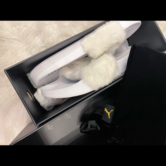 Fenty Faux Fur Leadcat White Slides - Size 10.5 - Picture 3 of 12